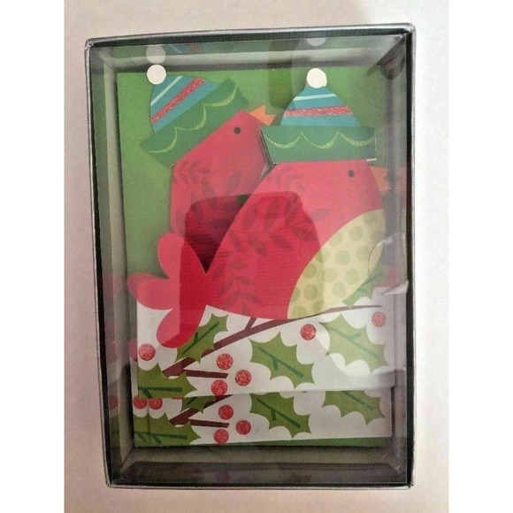 Set 8 Bullfinch Bird Shape Christmas Greeting Cards Envelopes Gift Wrap Company - Picture 7 of 8